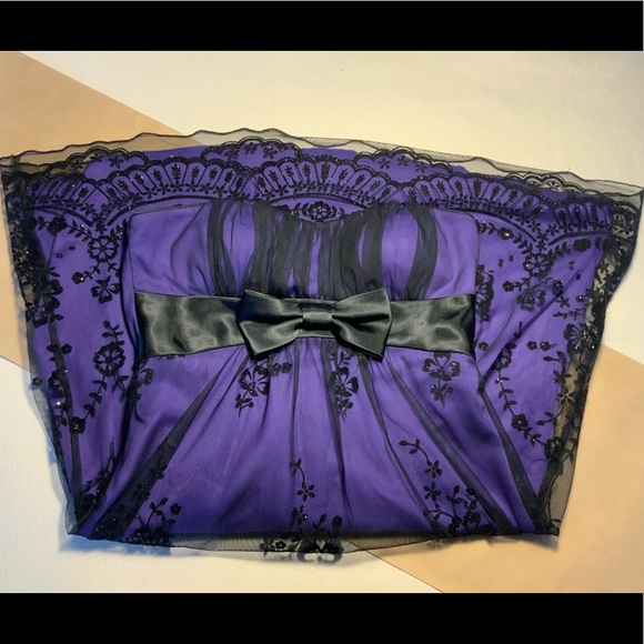 Purple Strapless Cocktail Dress - Picture 4 of 6
